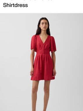 GAP Linen-Blend Cinched Mini Shirtdress ❤️